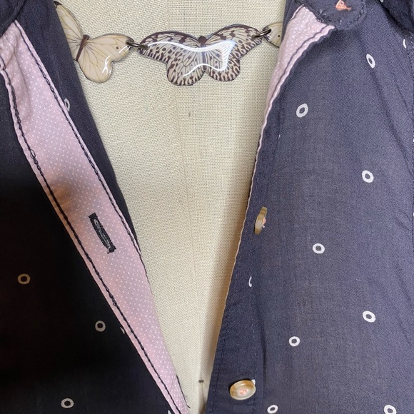 Maeve by Anthropologie Tunic Button Down Blouse Sz XS Black & White Circles - Picture 11 of 15